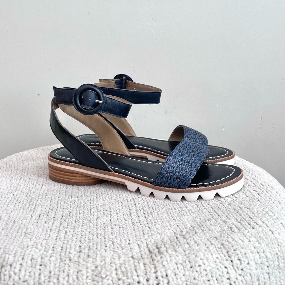Bernardo Alexis Raffia Ankle Wrap Open Toe Sandals